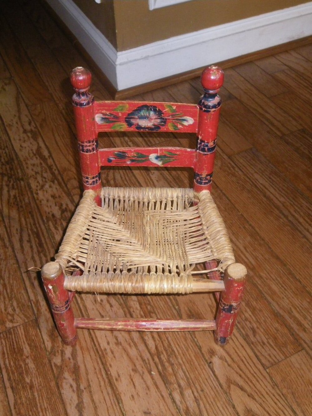 Antique Hand Painted Children’s Small Wooden Chair Country Rustic Home Decor